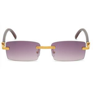 Men Sunglasses Black Lens Rimless Fashion Retro Shades Small Square Frame Lentes